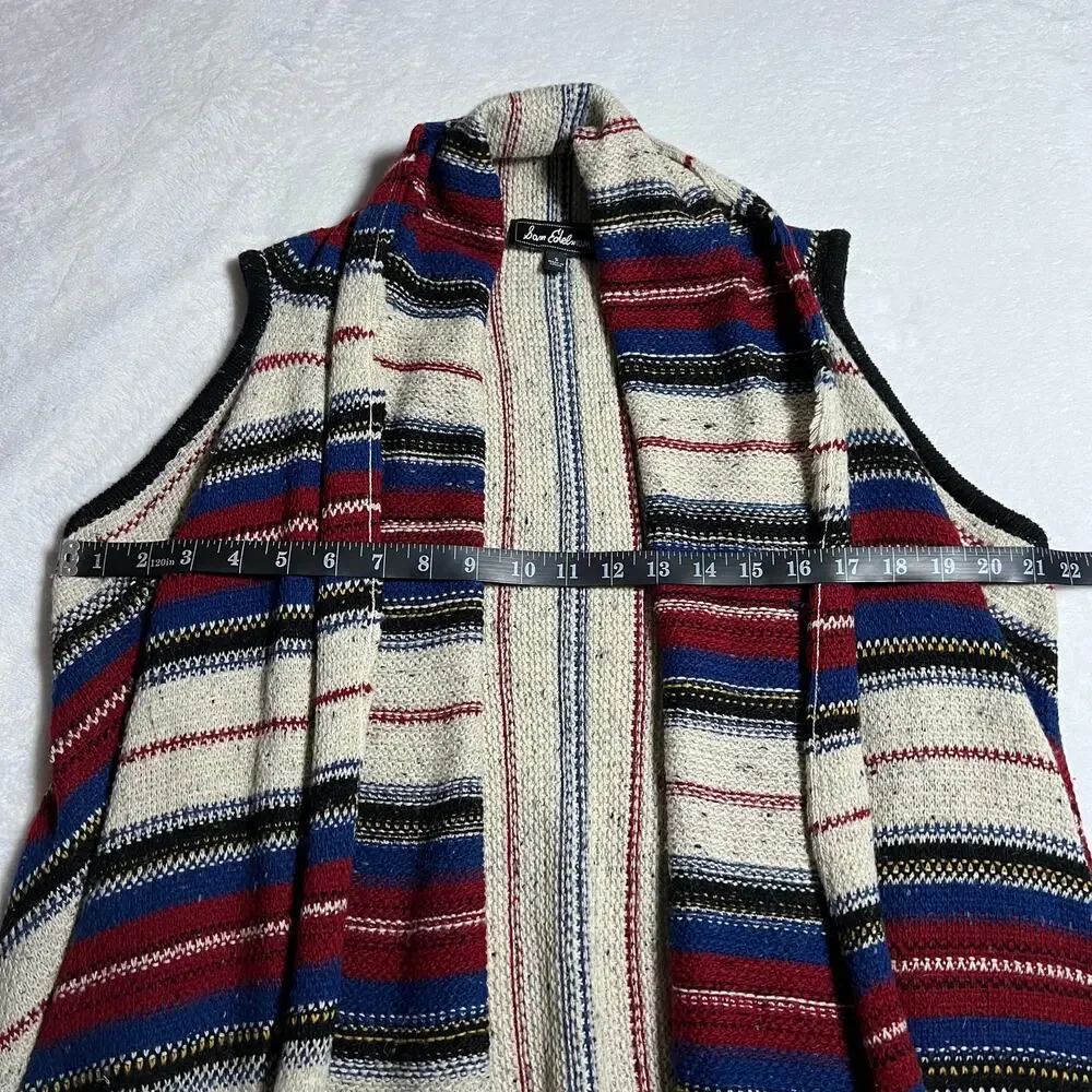 Sam Edelman Stripe Southwestern Elsie Vest Waterfall Hem Shawl Size Small Boho